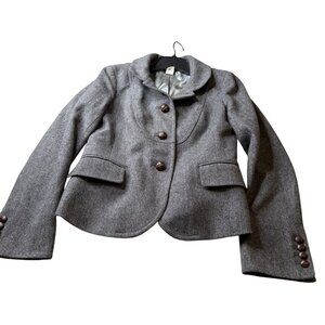 J. Crew Bella Womens 6 Wool Herringbone Blazer Jacket Gray Quiet Luxury Career